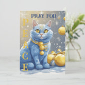 Mooie gele kat met blauwe ogen - oekraïne feestdagenkaart (Staand voorkant)