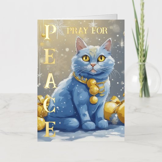 Mooie gele kat met blauwe ogen - oekraïne folie wenskaart (Voorkant)