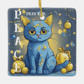 Mooie gele kat met blauwe ogen - oekraïne keramisch ornament (Voorkant)