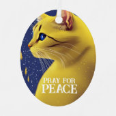 Mooie gele kat met blauwe ogen - oekraïne metalen ornament (Voorkant)