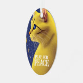 Mooie gele kat met blauwe ogen - oekraïne metalen ornament (Voorkant links)