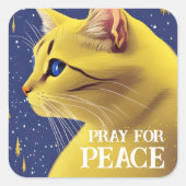 Mooie gele kat met blauwe ogen - oekraïne vierkante sticker (Voorkant)