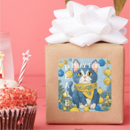 Mooie gele kat met blauwe ogen - oekraïne vierkante sticker