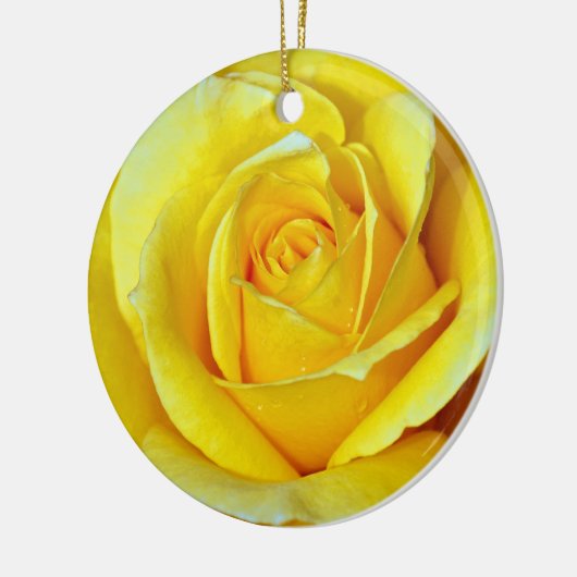 Mooie gele kerstboomroos keramisch ornament (Links)