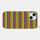 Mooie gele kleurrijke strepen iPhone 15 case (Achterkant horizontaal)