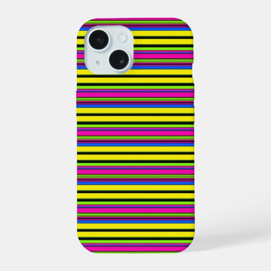 Mooie gele kleurrijke strepen iPhone 15 case (Achterkant)