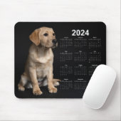 Mooie gele Labrador Retriever 2024 Kalender Muismat (Met muis)