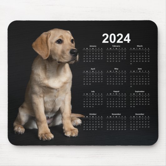 Mooie gele Labrador Retriever 2024 Kalender Muismat (Voorkant)