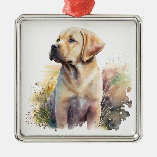 MOOIE GELE LABRADOR RETRIEVER HOND METALEN ORNAMENT (Voorkant)