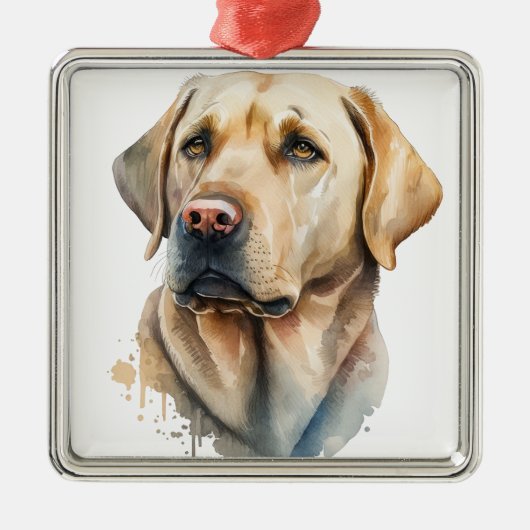 MOOIE GELE LABRADOR RETRIEVER HOND METALEN ORNAMENT (Voorkant)