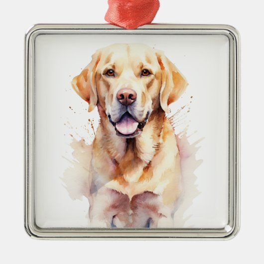 MOOIE GELE LABRADOR RETRIEVER HOND METALEN ORNAMENT (Voorkant)