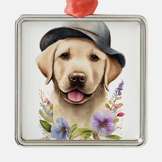 MOOIE GELE LABRADOR RETRIEVER HOND METALEN ORNAMENT (Voorkant)