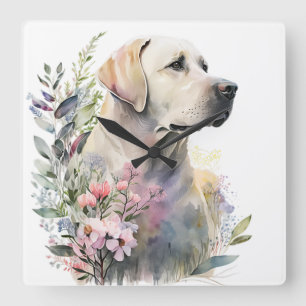 MOOIE GELE LABRADOR RETRIEVER HOND VIERKANTE KLOK