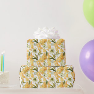 Mooie Gele Lente Bloemen Inpakpapier