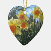 Mooie gele lente, oranje daffodilbloemen keramisch ornament (Links)