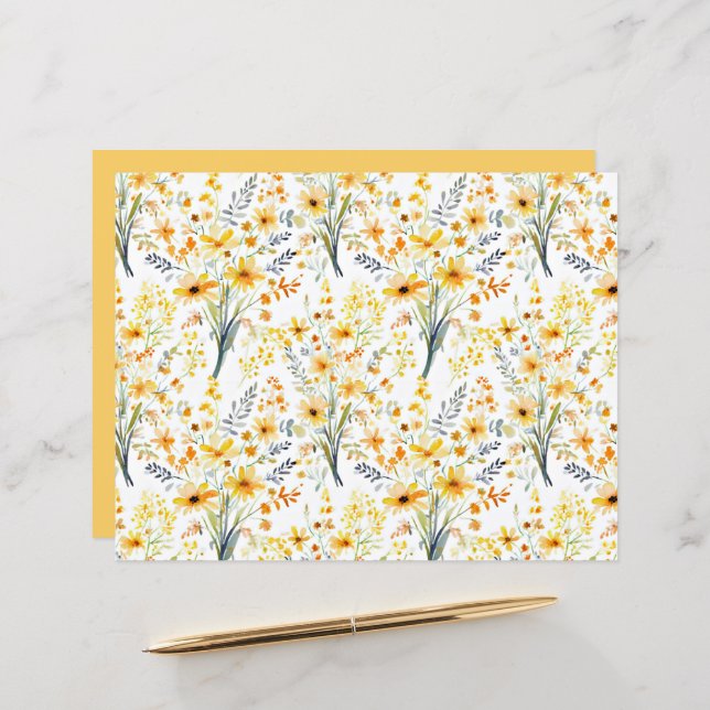 Mooie gele lente wilde bloemen (Voorkant / Achterkant in situ)