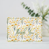 Mooie gele lente wilde bloemen bedankkaart (Staand voorkant)