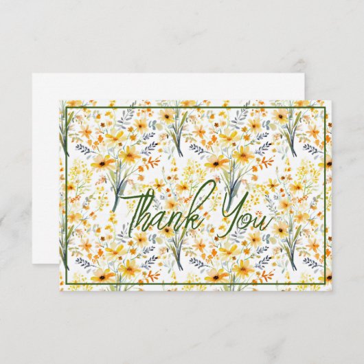 Mooie gele lente wilde bloemen bedankkaart (Voorkant / Achterkant)