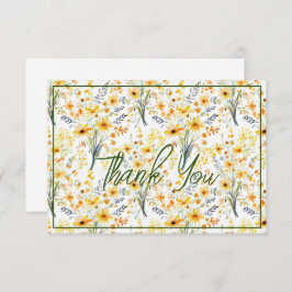 Mooie gele lente wilde bloemen bedankkaart