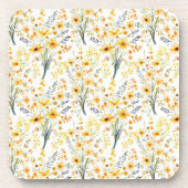 Mooie gele lente wilde bloemen bier onderzetter (Voorkant)