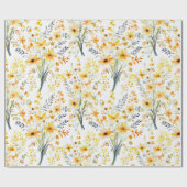 Mooie gele lente wilde bloemen cadeaupapier (Vlak)