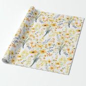 Mooie gele lente wilde bloemen cadeaupapier (Uitgerold)