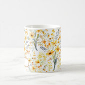 Mooie gele lente wilde bloemen gepersonaliseerd koffiemok (Center)