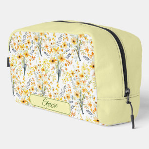 Mooie gele lente wilde bloemen gepersonaliseerd toilettasje