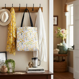 Mooie gele lente wilde bloemen gepersonaliseerd tote bag