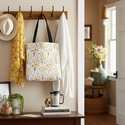 Mooie gele lente wilde bloemen gepersonaliseerd tote bag