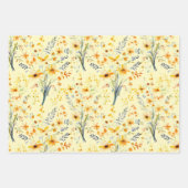 Mooie gele lente wilde bloemen inpakpapier vel (Voorkant 3)