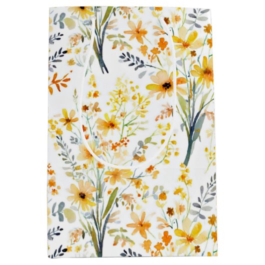 Mooie gele lente wilde bloemen medium cadeauzakje (Voorkant)