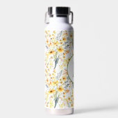 Mooie gele lente wilde bloemen monogram waterfles (Voorkant)