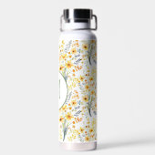 Mooie gele lente wilde bloemen monogram waterfles (Achterkant)