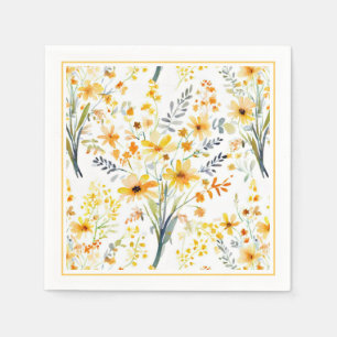 Mooie gele lente wilde bloemen servet