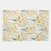 Mooie gele lente wilde bloemen theedoek (Horizontaal)