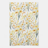 Mooie gele lente wilde bloemen theedoek (Verticaal)