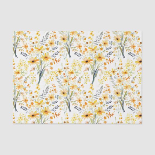 Mooie gele lente wilde bloemen tissuepapier (Voorkant)