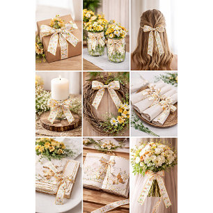 Mooie gele lenteveldbloemen satijnen lint