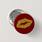 Mooie Gele Lippenstift Kus Geïsoleerd Ronde Button 3,2 Cm (Voorkant /achterkant)