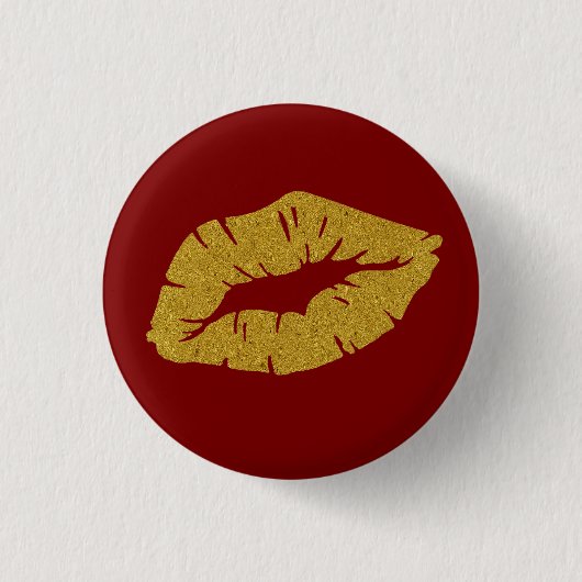 Mooie Gele Lippenstift Kus Geïsoleerd Ronde Button 3,2 Cm (Voorkant)