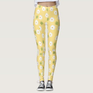 Mooie Gele Madeliefjes Bloemen Leggings