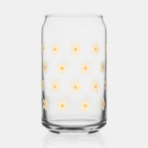 Mooie Gele Madeliefjes Gedrukte Blik Glas