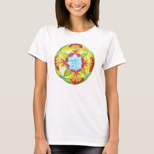 Mooie gele mandala kunst t-shirt (Voorkant)