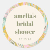 Mooie Gele Pastel Abstracte Op Maat Gemaakte Bruid Ronde Sticker (Voorkant)