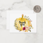 Mooie gele pompoen Hartelijk dank Notitiekaartje (Voorkant / Achterkant in situ)