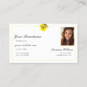 Mooie Gele Roos op Paarse Initialen Foto Visitekaartje (Achterkant)