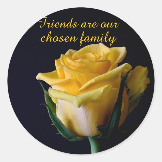 Mooie Gele Roos op Zwarte Vriend Sticker (Voorkant)