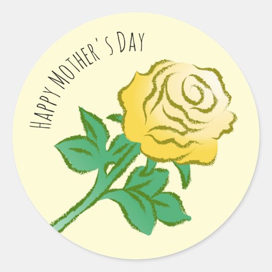 Mooie Gele Roos Ronde Sticker (Voorkant)