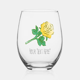 Mooie Gele Roos Wijnglas Zonder Voet